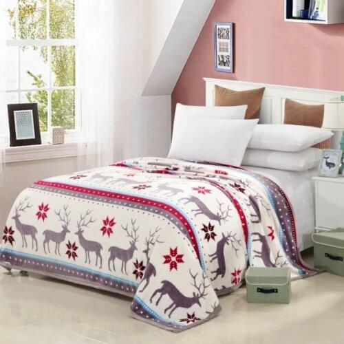 Drop ship Deer Elk Christmas blanket Coral fleece winter thick warm soft carpet sofa bed throw Blanket Travel Plaids bedspread