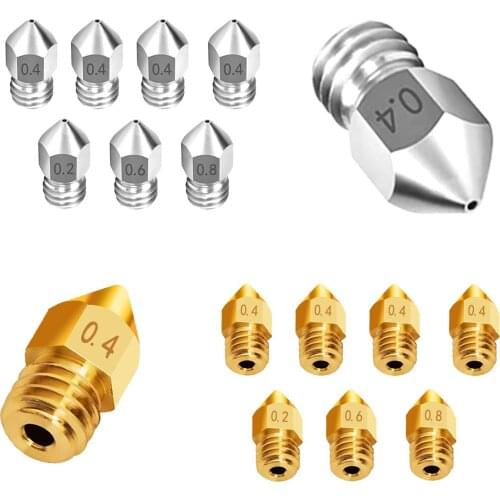 Xtzl3d 0.2/0.4/0.6/0.8 MK8 Threaded Brass Metal 3D Printing Nozzle For 1.75/3.0mm Filament V5 V6 High Temperature Extruder