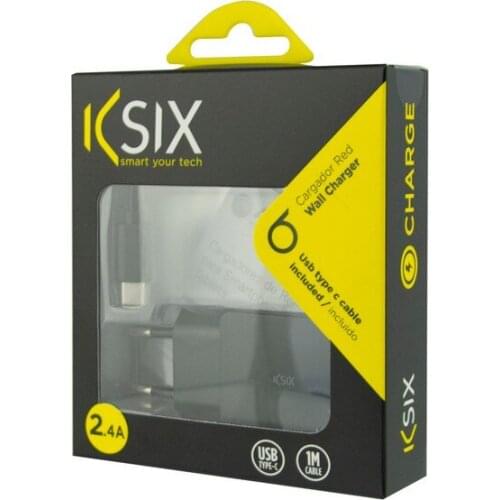 Wall Charger + USB A to USB C Cable KSIX USB Black