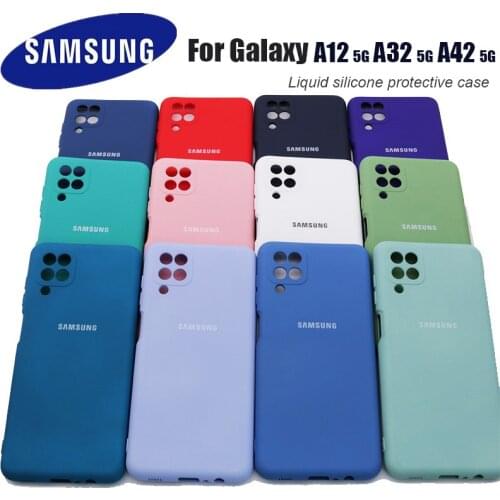 Samsung Silicone Cover Soft Liquid Silicone Office Solid color Style Case for Galaxy A12 5G A32 5G A42 5G Case With Logo