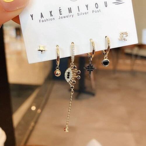 Fashion Cute Eyes Star Hoop Earrings Set Gold Color Star And Eye Sets Earrings For Women Fashion Jewellery 2020 Accessories