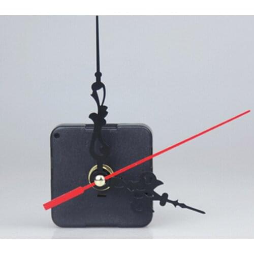 1Set Silent Wall Quartz Clock Movement Mechanism Black & Red Hands Repair Tool Parts Kit DIY Set With Hook Drop Shipping