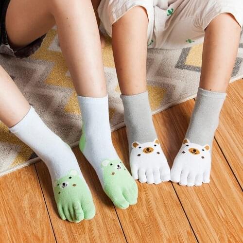 1 Pair Kids Cotton Breathable Foot Sock Toe Socks Kawaii Cartoon Bear Five Finger Socks Girls Stuff Lovely Boy Children Hosiery
