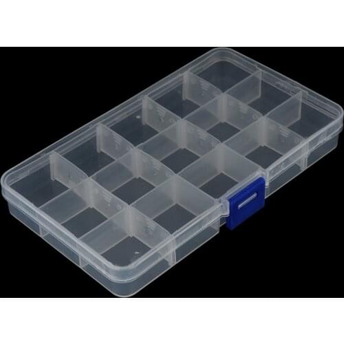 1Pcs Convenient Fishing Lure Tool Case Tackle Boxs Plastic Clear Fishing Track Box With 15 Compartments Wholesale