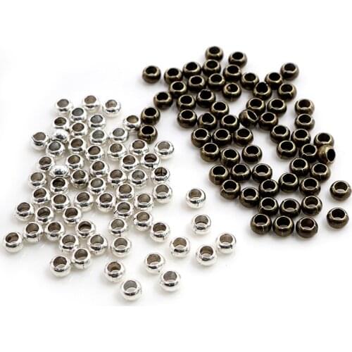 100pcs/lot Antique Silver Plated Ball Crimp End Beads Dia 5mm Stopper Spacer Beads For Diy Jewelry Making Findings Supplies
