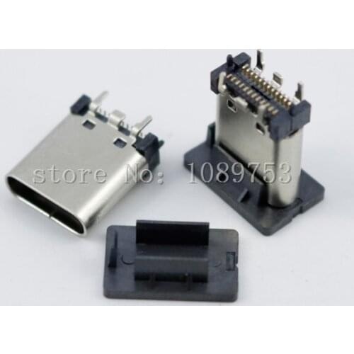 2Pcs USB 3.1 Type C Female Socket Connector Vertical 180 degree High speed DIY Connectors