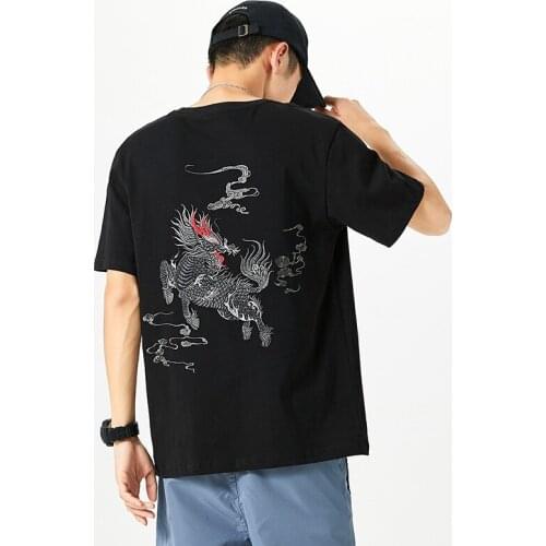 2021 Summer New Chinese Style Simple Embroidery Loose Plus Size M-4xl Casual Trend Men Short-sleeved T-shirt Tide Free Shipping