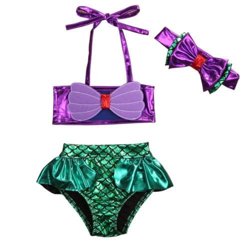 3pcs Kids Baby Girls Fashion Bikini Set Children Bathing Swimsuit Beach Wear Size 0-8T