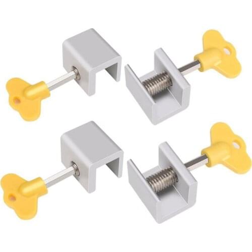4 Sets Adjustable Sliding Window Locks Stop Aluminum + plastic Door Frame Security Lock with Keys Home Office Safety window Lock
