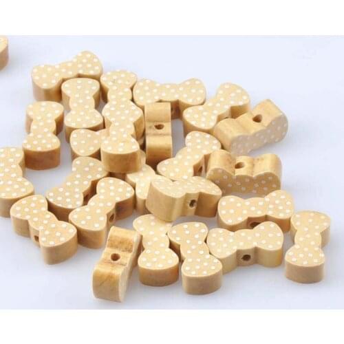 50pcs Natural Bowknot Pattern Wooden Spacer Beads For Jewelry making DIY 21x11mm MT1492