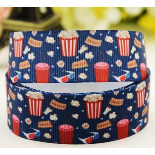 22mm 25mm 38mm 75mm Popcorn Cartoon printed Grosgrain Ribbon party decoration 10 Yards X-02902