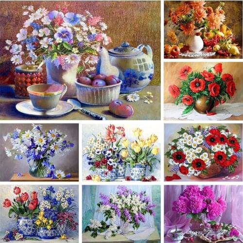 Diamond Painting Cross Stitch Kits Beautiful Flower DIY 5D Diamond Mosaic Embroidery Art for Living Room Home Decoration