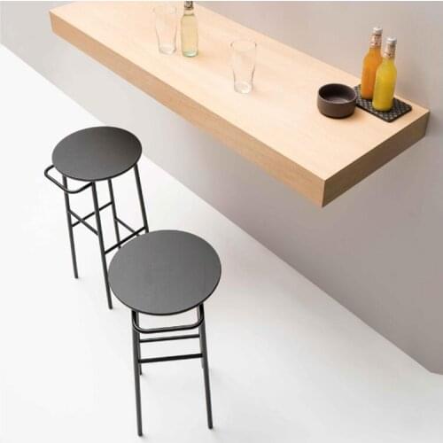 Nordic bar chair iron art solid wood European bar chair bar stool modern simple chair bar chair high stool