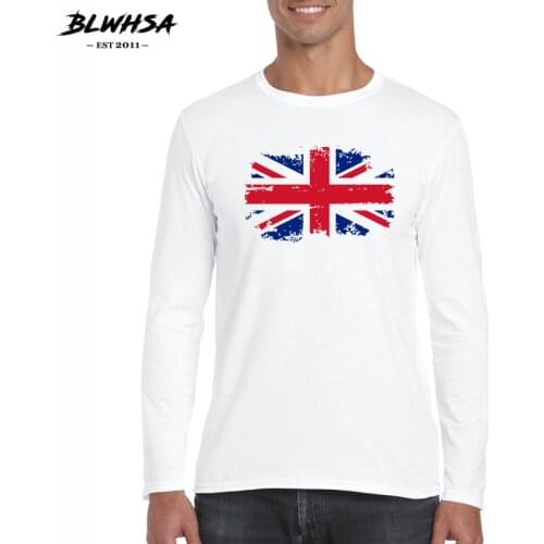 BLWHSA United Kingdom Flag New Long Sleeve T shirt Men Autumn Casual Male Streetwear Tshirt O-neck Brand Cotton T-shirt