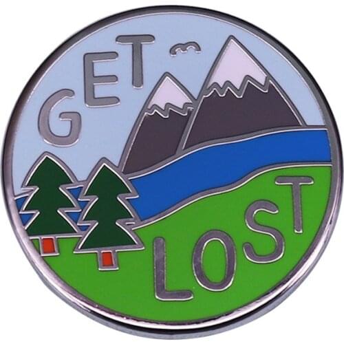 Beautiful Get Lost Adventure Button Brooch Hikers Explorers and Day Dreamers Perfect Accessory
