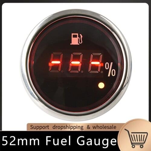 Boat Digital Fuel Level Gauge 52mm LCD Waterproof Marine Car 240~33 ohm /0~190 ohm Oil Meter Boat Motorcycle Fuel Indicator