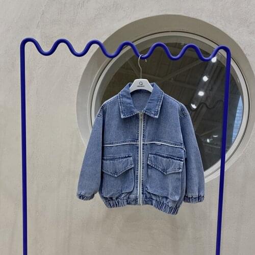 Boys Denim Jacket 2021 Spring Autumn New Boys and Girls Unisex Denim Jacket Zipper Coats Toddler Casual Striped Jacket Outwear