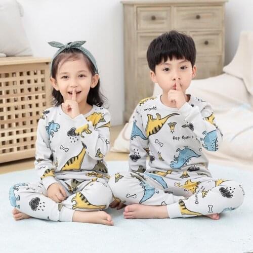 Kids Pajamas 2020 Autumn Girls Boys Sleepwear Nightwear Baby Infant Winter Clothes Cartoon Pajama Sets Cotton Childrens Pyjamas