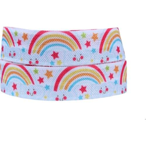 FLRA Elastic(100yards/lot) FLORA ribbons Wholesale rainbow fold over elastic for foe hair ties