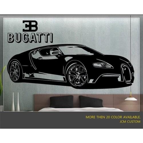 Racing Bugatti Veyron Supercar Removable Wall Vinyl Racing Decal Sticker Home Bedroom Living Room Garage Decoration QC45