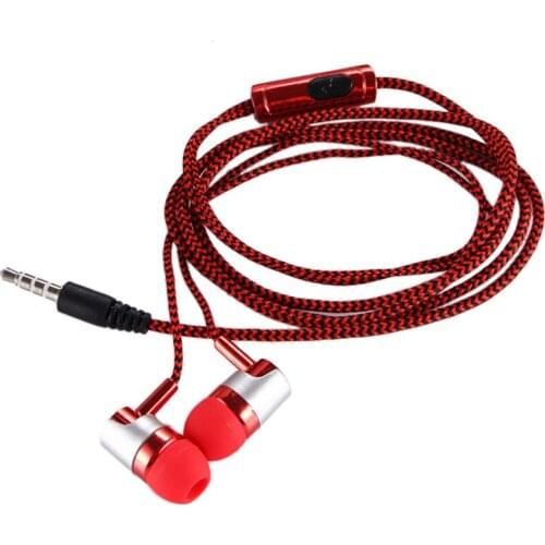 H-169 3.5mm MP3 MP4 Wiring Subwoofer Braided Cord, Universal Music Headphones with Wheat Wire Control