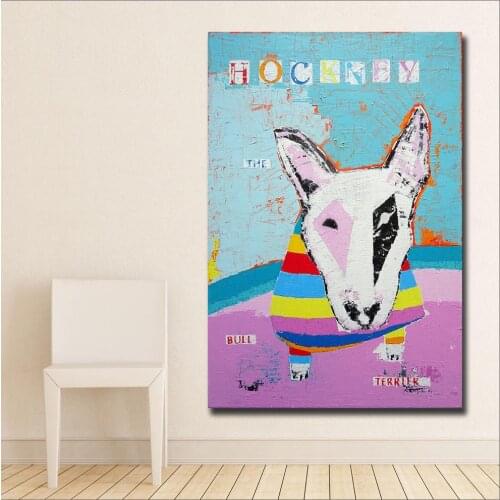Large size Printing David Hockney the Bull Terrier Dog Wall Art Picture Home Decor Living Room Modern Canvas Print Paintings