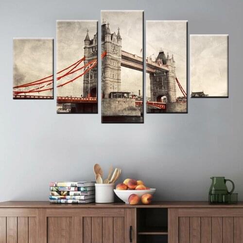 Modern Home Decor Canvas Painting 5 Pieces London Thames Printed Art Poster Bedroom Frame Modular Picture