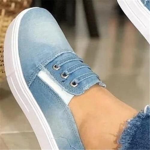 Fashion Women Sneakers Denim Casual Shoes Female Autumn Canvas Shoes Trainers Lace Up Ladies Basket Femme Retro Tenis Feminino