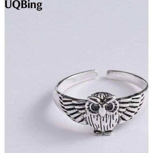 2019 Free Shipping 925 Sterling Silver Finger Open Retro Owl Rings For Party Birthday Gift