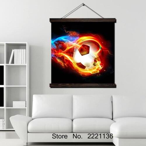 Colorful Fire Football HD Print Scroll Paintings Wall Art Printed Hanging Framed Canvas Painting Modern Home Decoration