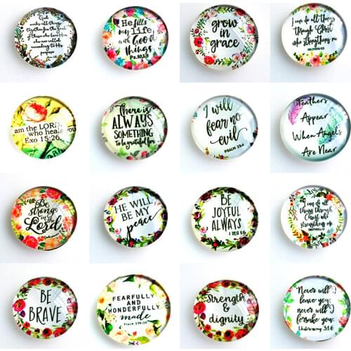 FLTMRH Random Mix English Letters Pattern Round Glass Cabochon 20mm 25mm Dome Flat Back DIY Jewelry Finding