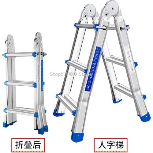 Ladder Thickened Aluminum Alloy Portable Retractable Multi-functional Folding Domestic Lift Miter Ladder Engineerin
