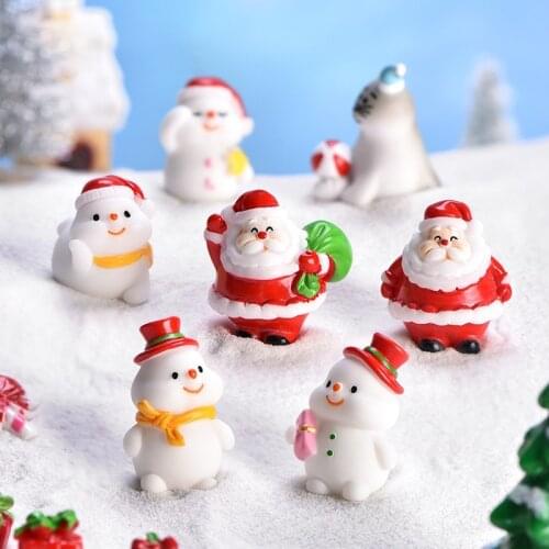Cute Santa Claus Ice cream Snowman Ornaments Christmas Tree Mini Micro landscape decor Garden Pot christmas decor for home 1PC