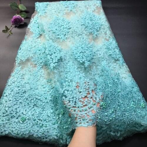 Fashion African Lace Fabric High Quality White Lace Nigerian Lace Fabric 2021 High Quality Lace With Beaded 5yards RF27352
