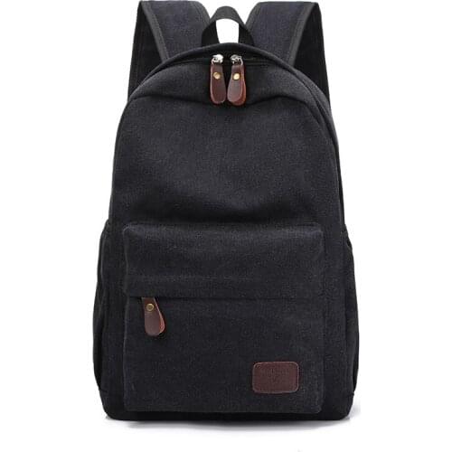 High Quality Fashion Leisure School Bagpack Men Solid Canvas Casual Travel Backpacks Simple Vintage Laptop Shoulder Bags