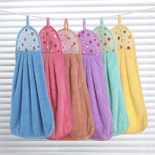 Soft Plush Hand Towel Thicken Super Absorbent Fleece Hanging Handkerchief Kitchen Cleaning Cloth Dishcloth Tool Item Accessories