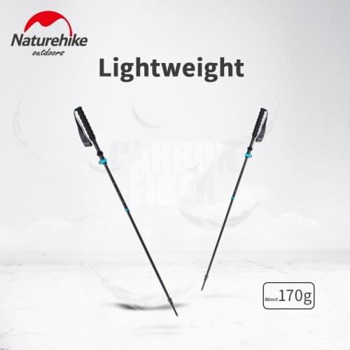 Naturehike 190g 4-section Carbon Fibers Walking Stick Outdoor Ultralight Folding Carbon Fibers Aluminum Hiking Trekking PoleST12