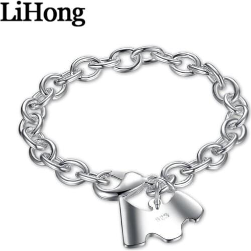 New 925 Sterling Silver Bracelet Dog Tag Pendant Bracelet Lobster Clasp Bracelet For Feminine Charm Wedding Engagement Fashion P