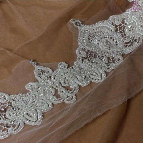 New black/off white beautiful handmade beaded lace trimming 1yard