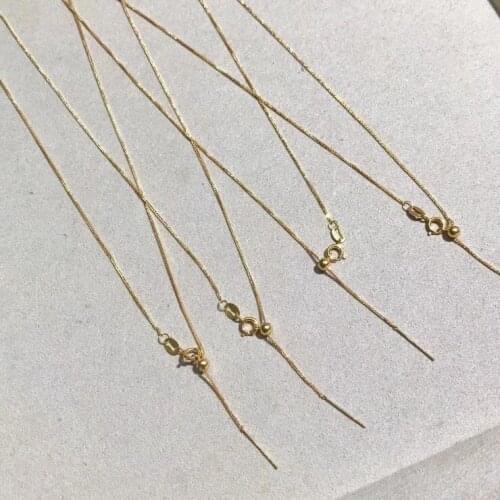 Genuine 18K Yellow Gold Chain Necklace Bracelet with Needle 18 inches AU750 Jewelry Necklace for Girl Female Women Nice Gift