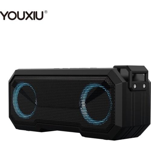 YOUXIU 20W Portable Outdoor Speakers Wireless Bluetooth 5.0 IPX7 Waterproof LED Light Loudspeakers Built-in Subwoofer