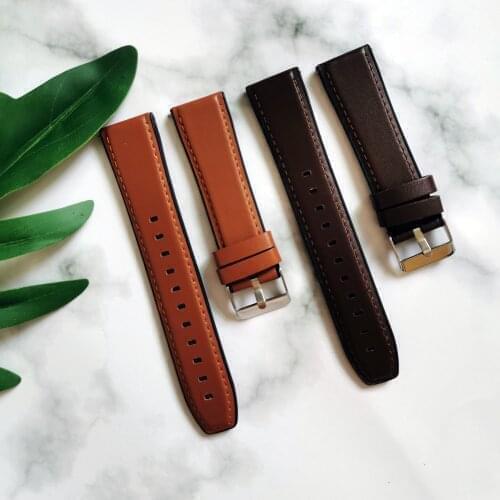 Silicon With Leather Watchband for Samsung Galaxy Active 1 2 Gear S3 Watch Straps for Samsung Watch 3 41/45mm Quick Release