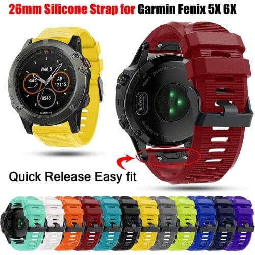 Soft Silicone Strap For Garmin Fenix 6X/6X Pro Watch Band Wristband For Garmin Fenix 5X/5X Plus Replacement Watchband Bracelet