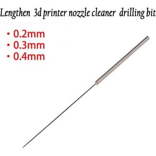 Nozzle for drill 0.2/0.3/0.4mm 3D printer nozzles Lengthened reinforced extruder Cleaner J-head for 3D Printer Needles parts