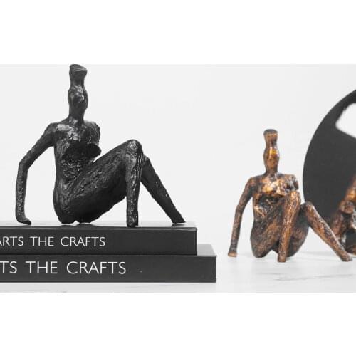 Modern Abstract Sitting Cast Iron Woman Sculpture Furnishings Home Cabinet Living Room Desk Decoration Accessories Furnishings