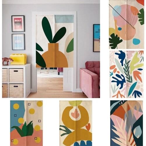 Modern Simple Door Curtain Abstract Color Graffiti Bedroom Blackout Curtain Kitchen Geomantic Curtain Home Decoration