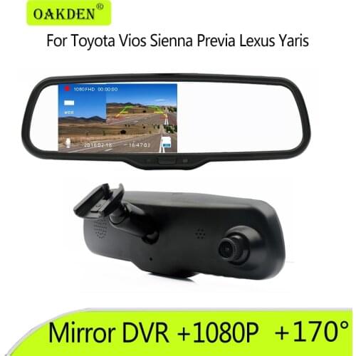 1080P Special Car DVR Bracket Rear View Mirror Monitor Dual Camera Video Recorder For Toyota Vios Sienna Previa Lexus Yaris