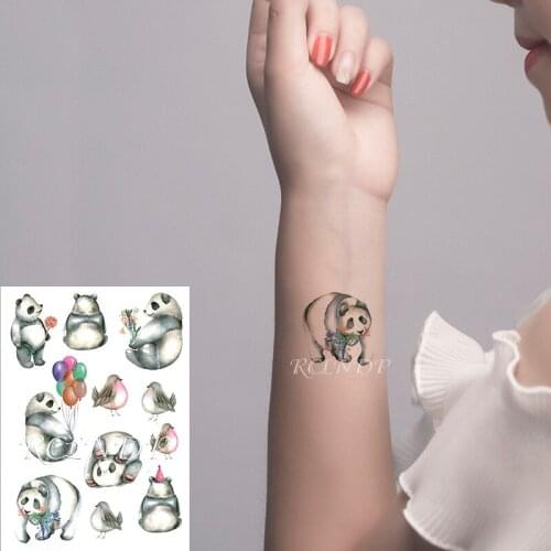 Waterproof Temporary Tattoo Sticker Cartoon Panda Bird Bolloon Lollipop Fake Tatto Flash Tatoo Arm Leg Art for Women Men