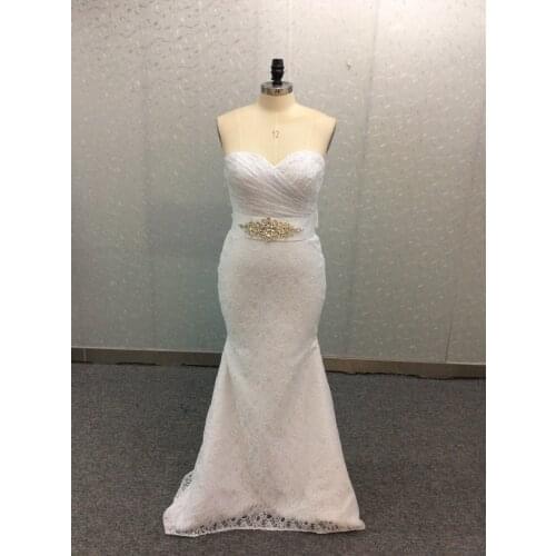 Elegant Long Sweetheart Mermaid Lace Wedding Dresses Open Back Custom Beaded Bridal Gown For Women