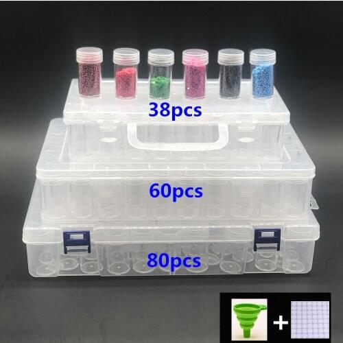 32/64/60/80 bottles of diamond painting tools transparent container box diamond embroidered beads storage box practical finishin